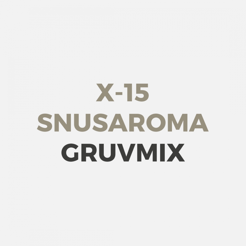 X-15 Gruvmix er en snusaroma som du kan smaksette din hjemmelaget snus med om du ønsker ekstra tobakkssmak. Gir en dypere og mer kompleks smakskarakter.